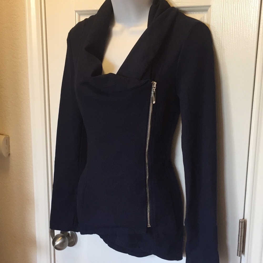 White House Black Market Navy Asymmetrical Jacket